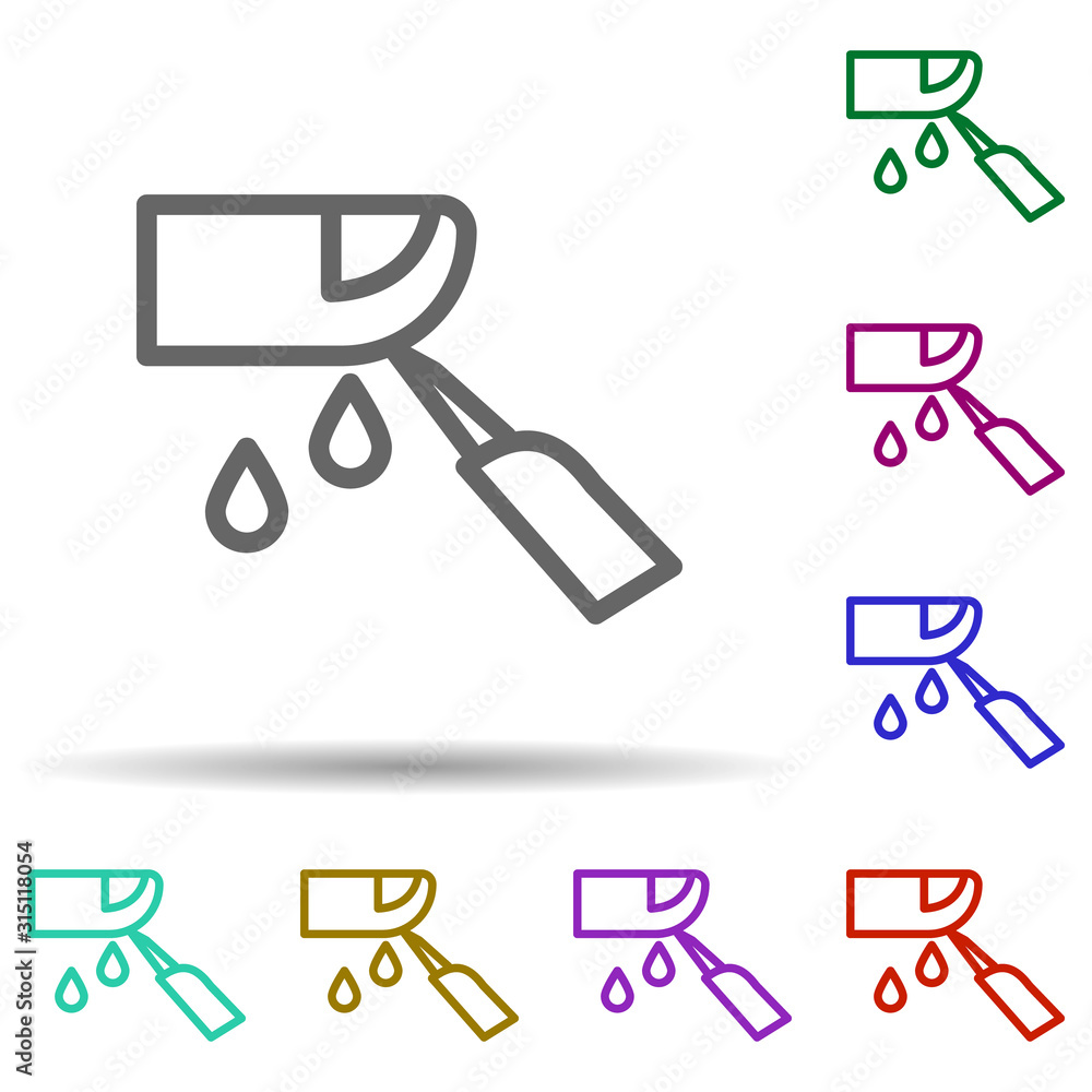 Poster glucometer, blood, finger in multi color style icon. simple thin line, outline vector of bioengineer