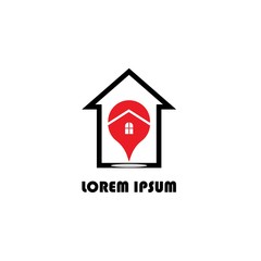 House Location Logo Template. Vector Illustration