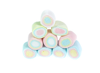 colorful marshmallows candy  on white background