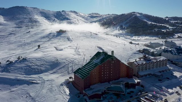 Uludag mountain winter landscape aerial drone view