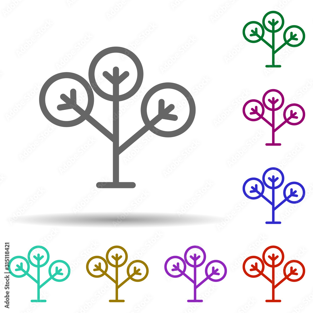 Poster phylogenetic, tree, plant in multi color style icon. simple thin line, outline vector of bioengineer