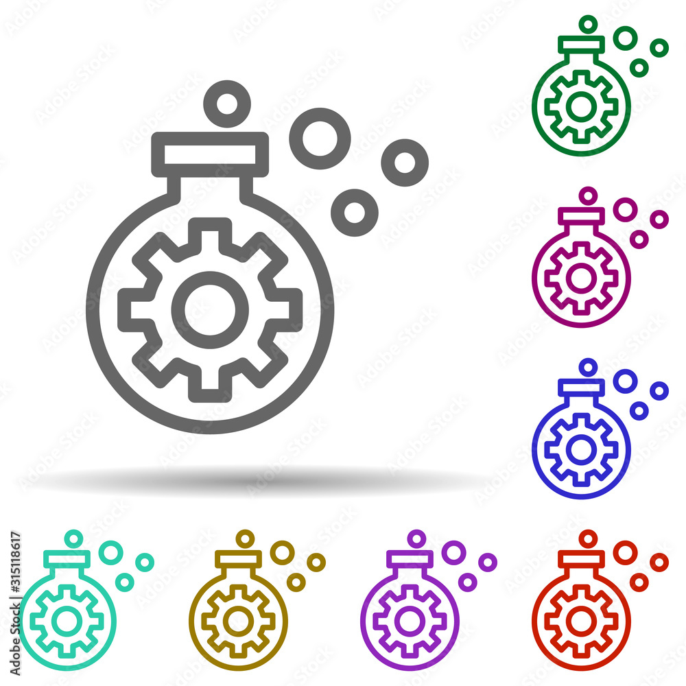 Poster flask, screw in multi color style icon. simple thin line, outline vector of bioengineering icons for