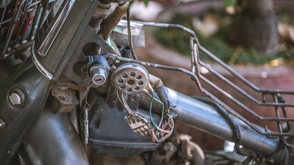 Old Motorcycle With Engine Parts