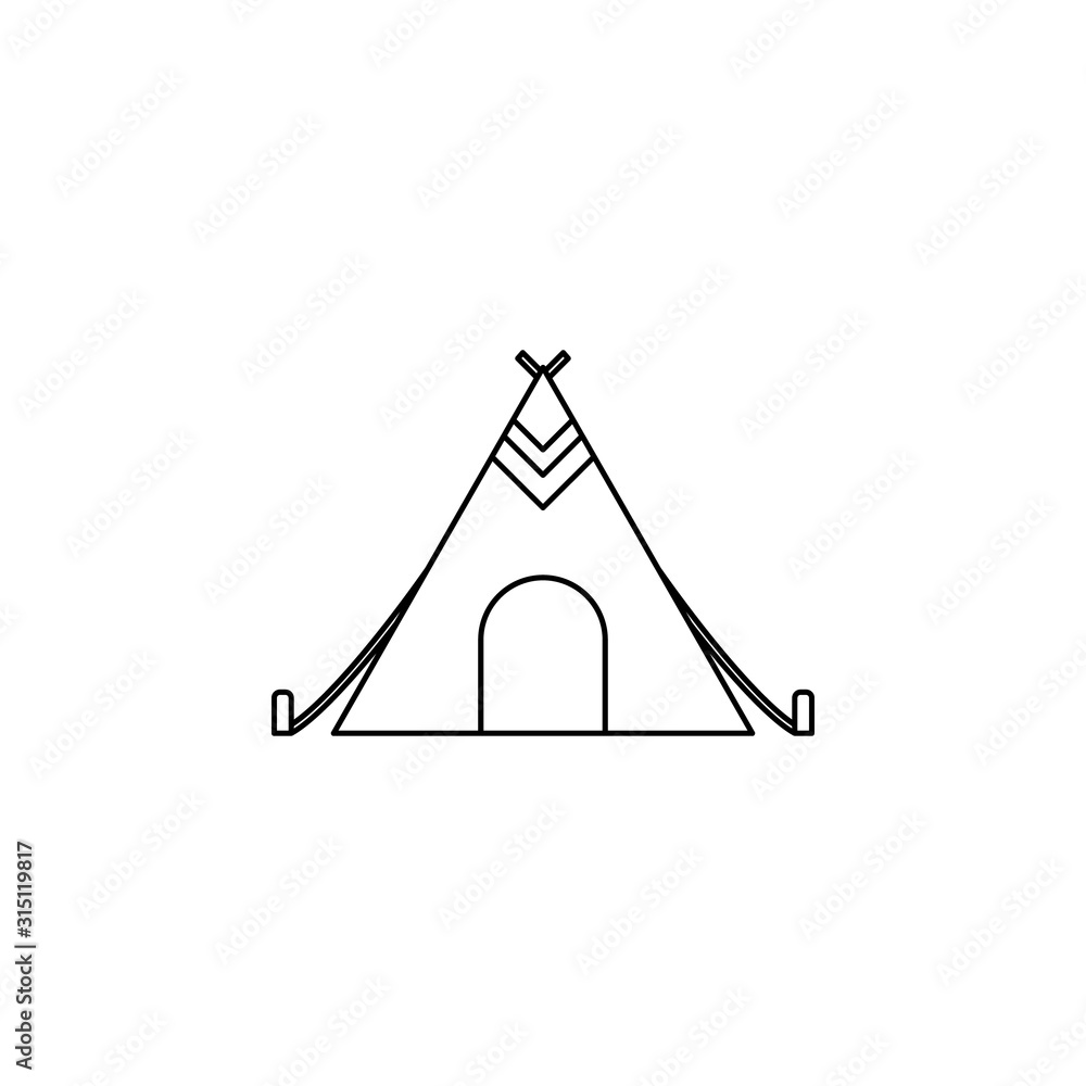 Poster teepee color icon. simple thin line, outline vector of boho icons for ui and ux, website or mobile a