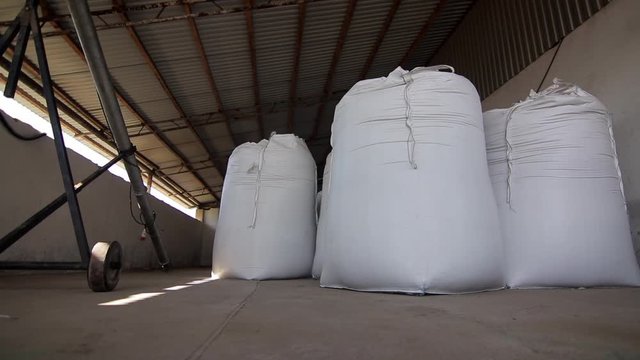 view of polypropylene sacks in stock