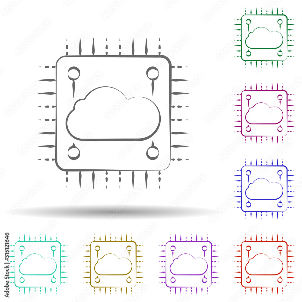 Poster cpu big data icon. element of multi color cloud technology icon for mobile concept and web apps. det