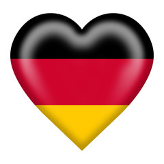 Germany flag heart button isolated on white with clipping path