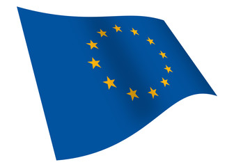 European Union waving flag graphic isolated on white with clipping path