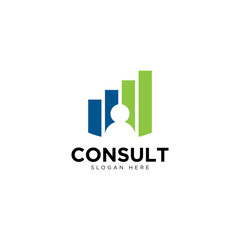 Business consulting logo template. Speech bubble and growth graph vector design.