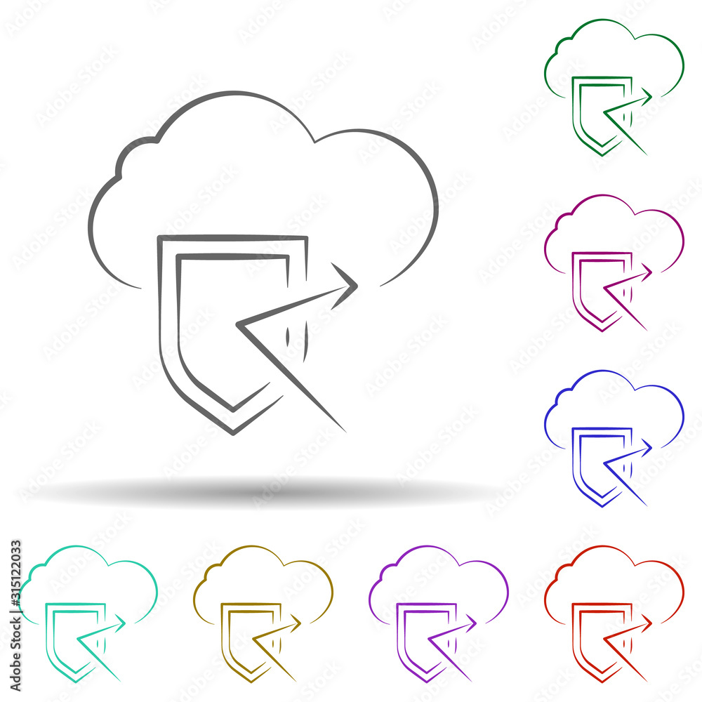 Poster cloud protection icon. element of multi color cloud technology icon for mobile concept and web apps.