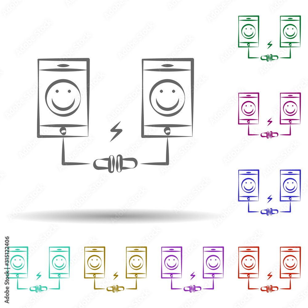 Poster phone connecting technology icon. element of multi color cloud technology icon for mobile concept an