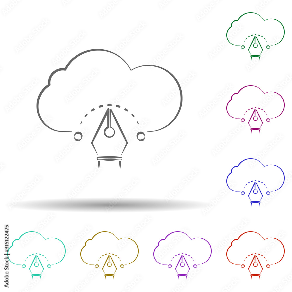 Poster creative cloud icon. element of multi color cloud technology icon for mobile concept and web apps. d