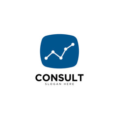 Business consulting logo template. Speech bubble and growth graph vector design.