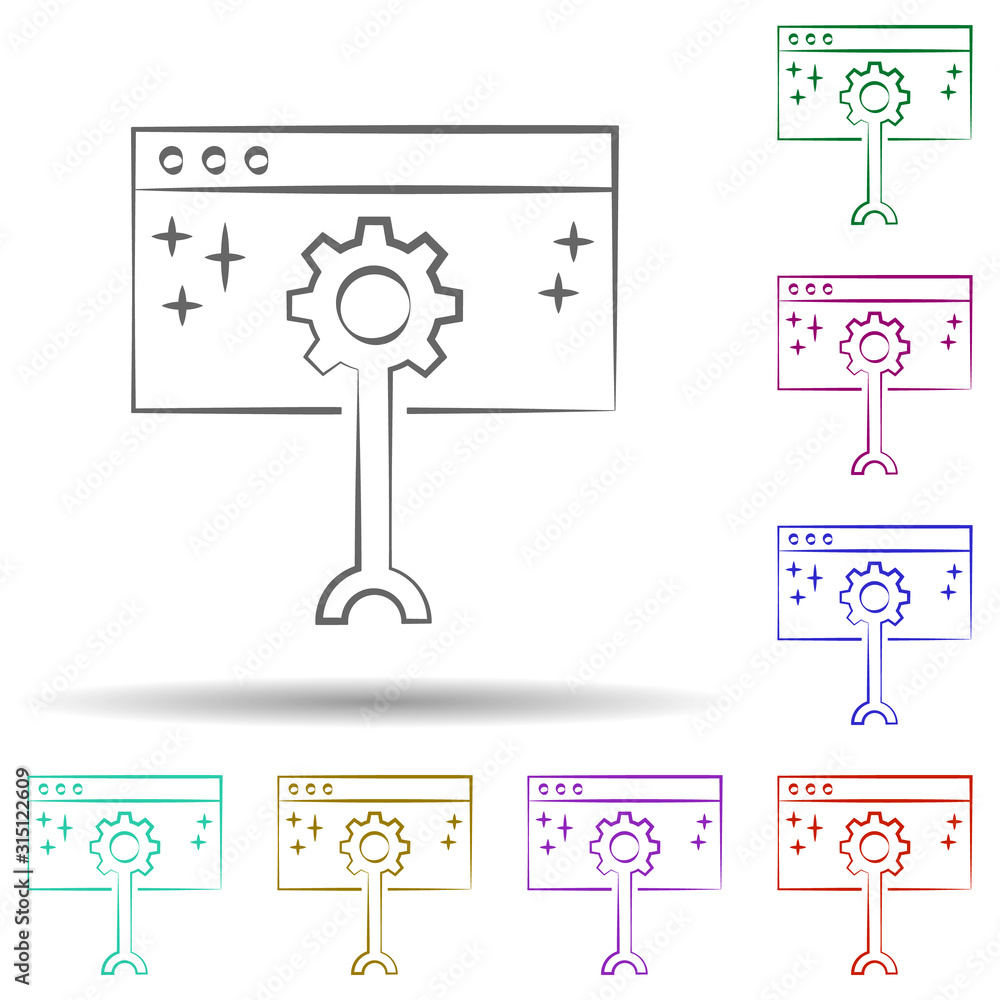 Poster browser data adjustment icon. element of multi color cloud technology icon for mobile concept and we
