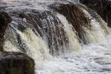 Water splashing through widest rockwaterfall in Europe - Ventas rumba.