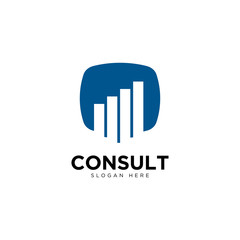 Business consulting logo template. Speech bubble and growth graph vector design.