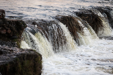 Water splashing through widest  rockwaterfall in Europe - Ventas rumba.