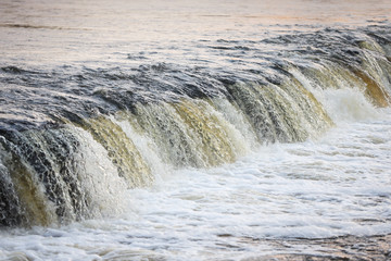Water splashing through widest  rockwaterfall in Europe - Ventas rumba.