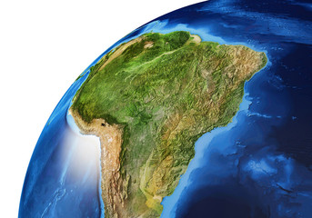 Fototapeta premium Earth globe close- up of the South America.