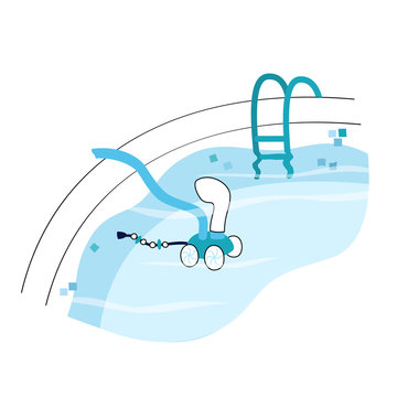pool cleaner robot in blue water clip art preview
