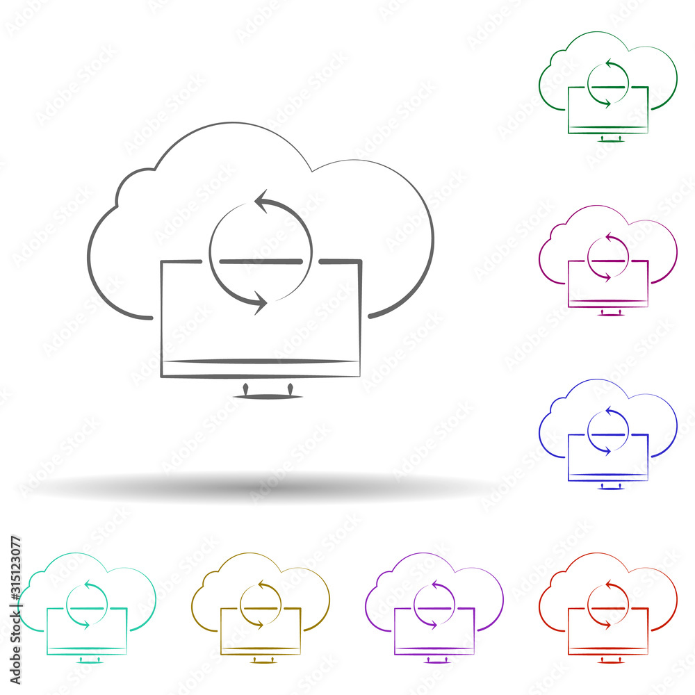 Poster cloud synchronize icon. Element of multi color cloud technology icon for mobile concept and web apps. Detailed cloud synchronize icon can be used for web and mobile on white background