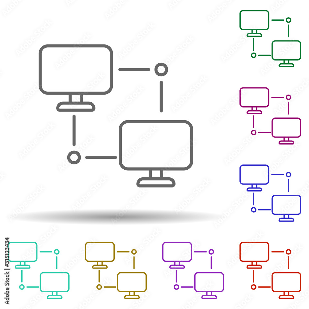 Poster network, communication in multi color style icon. simple thin line, outline vector of communication 