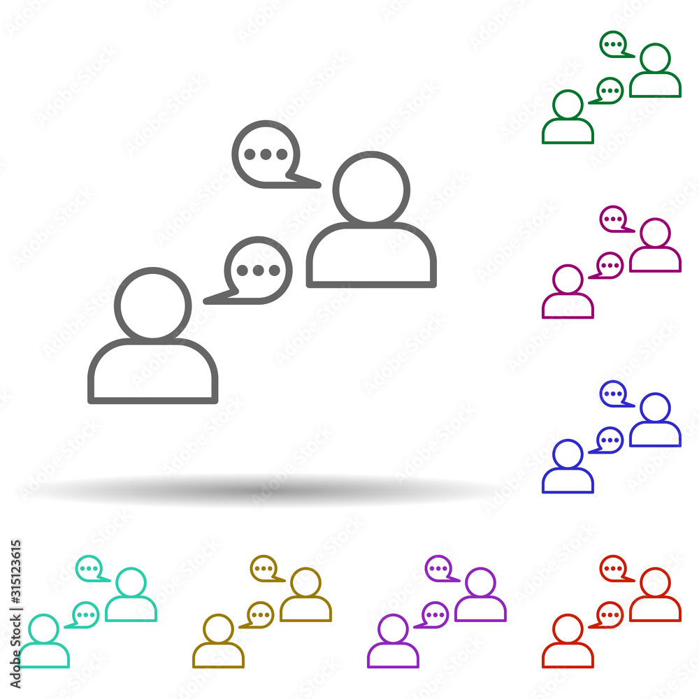 Poster conversation, communication in multi color style icon. simple thin line, outline vector of communica
