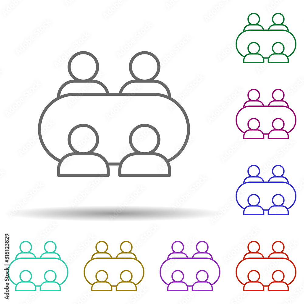 Poster meeting, communication in multi color style icon. simple thin line, outline vector of communication 