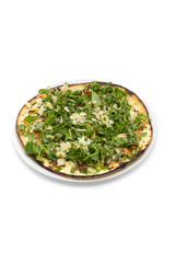 Pizza végétarienne sur fond blanc packshot en studio