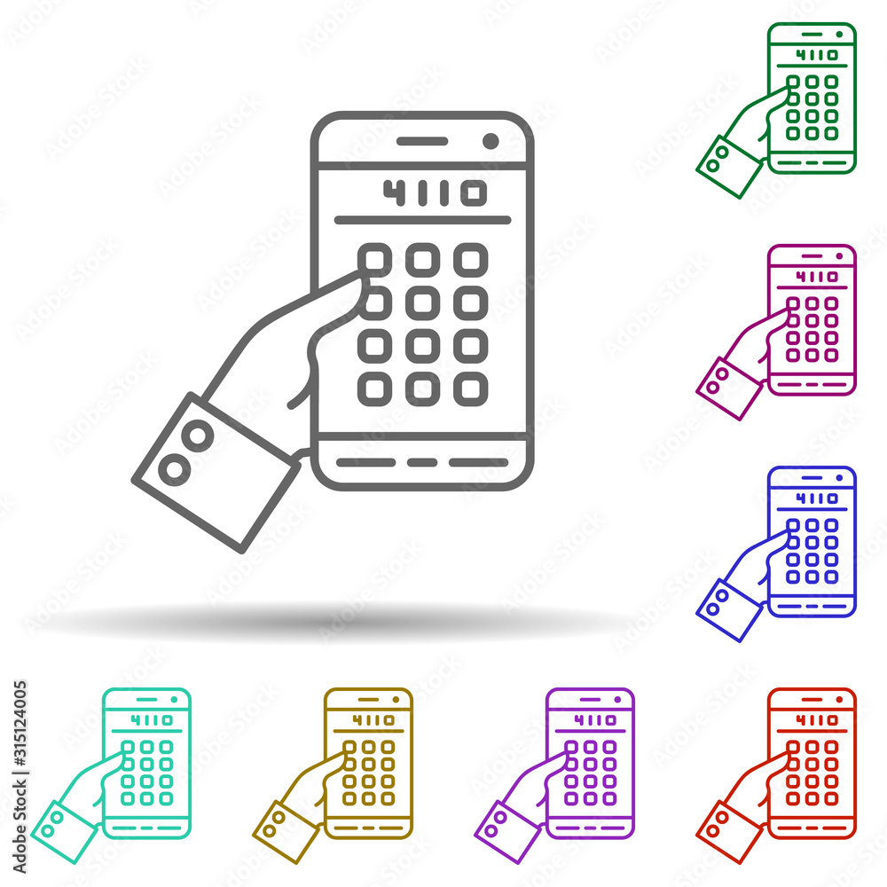 Poster smartphone, communication in multi color style icon. simple thin line, outline vector of communicati