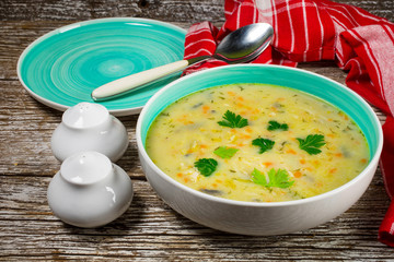 Vegetable soup in a bowl.