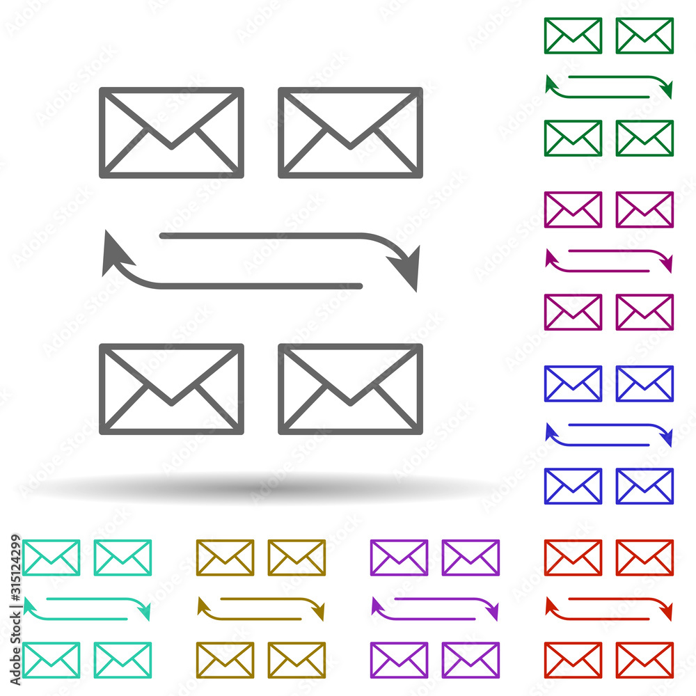 Poster email, communication in multi color style icon. simple thin line, outline vector of communication ic