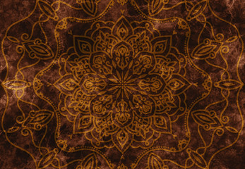 Abstract mandala graphic design and watercolor digital art painting for ancient geometric concept background