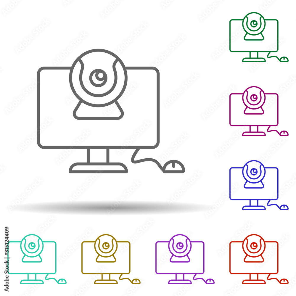 Poster video chat, communication in multi color style icon. simple thin line, outline vector of communicati