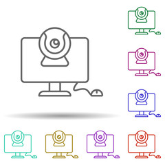 Video chat, communication in multi color style icon. Simple thin line, outline vector of communication icons for ui and ux, website or mobile application