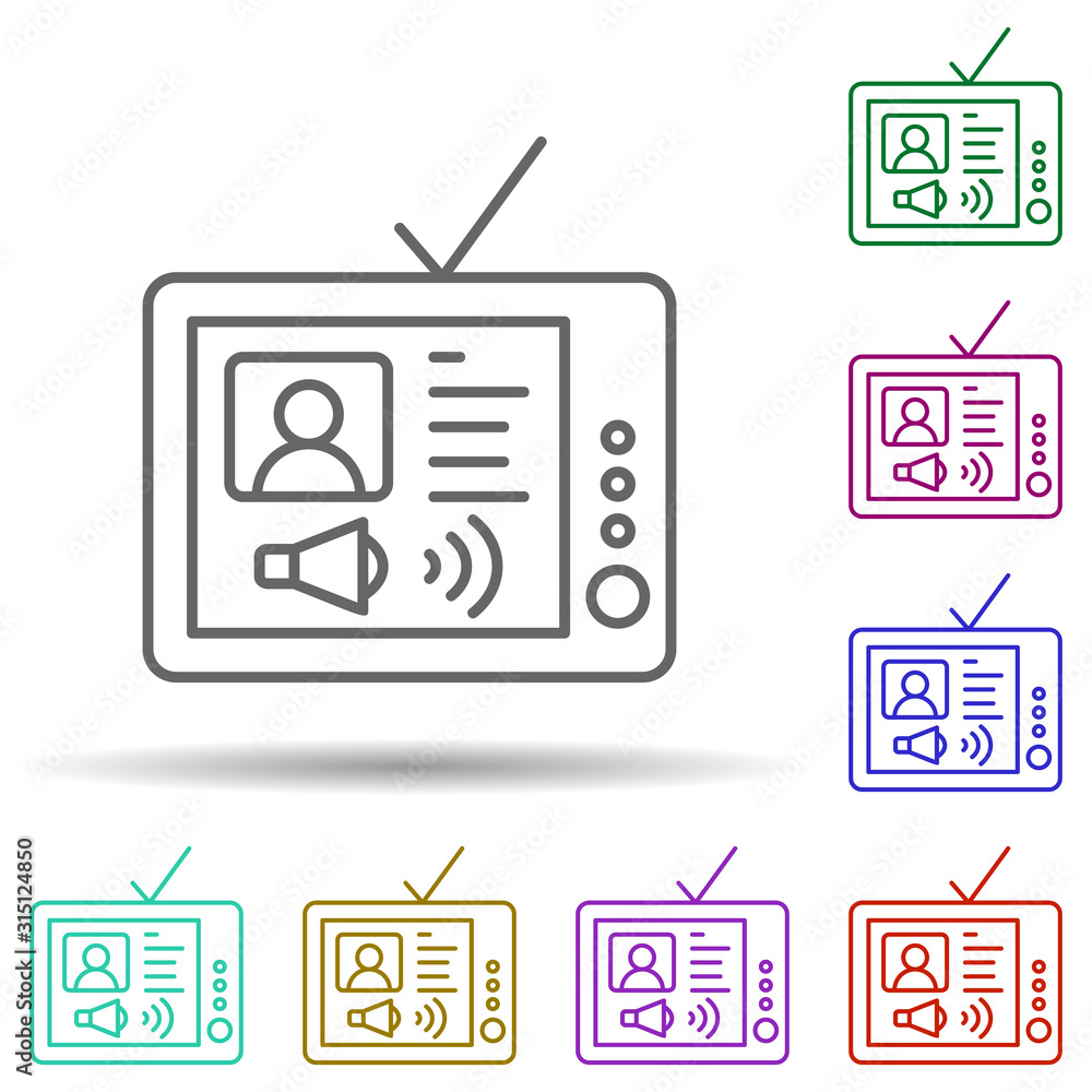 Aufkleber commercial, tv, communication in multi color style icon. simple thin line, outline vector of communi