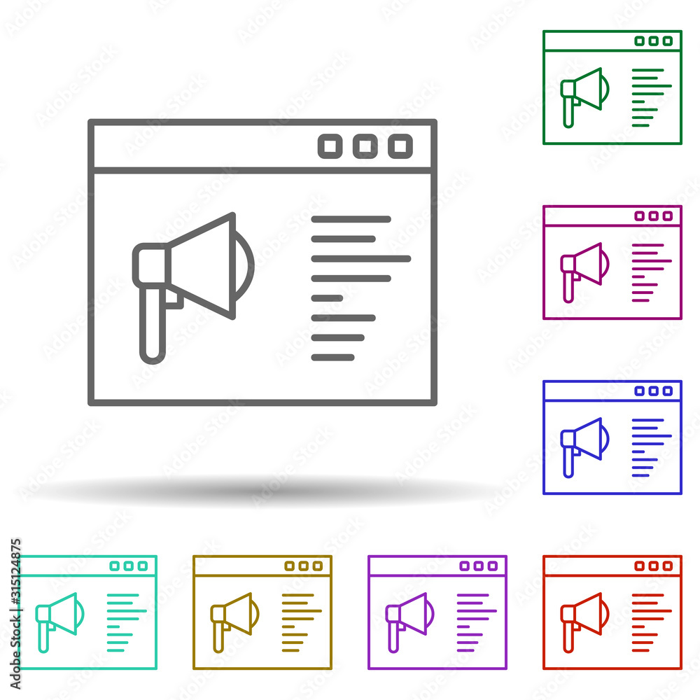 Poster marketing, website, communication in multi color style icon. simple thin line, outline vector of com