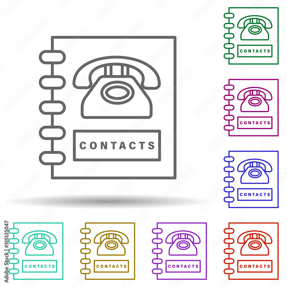 Poster contact, communication in multi color style icon. simple thin line, outline vector of communication 