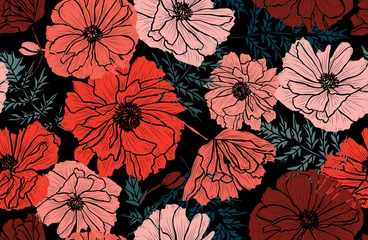 Papier peint Coquelicots motif floral sans soudure