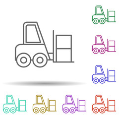 Bucket loader in multi color style icon. Simple thin line, outline vector of consruction machinery icons for ui and ux, website or mobile application