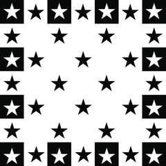 Stars geometric pattern. Black and white composition.