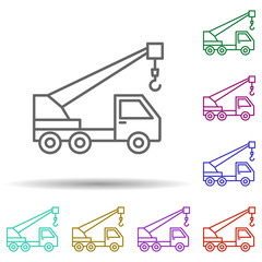 Crane vehicle in multi color style icon. Simple thin line, outline vector of consruction machinery icons for ui and ux, website or mobile application
