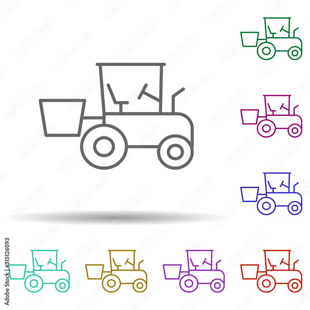 Poster Bucket loader in multi color style icon. Simple thin line, outline vector of consruction machinery icons for ui and ux, website or mobile application