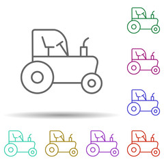 Farm tractor in multi color style icon. Simple thin line, outline vector of consruction machinery icons for ui and ux, website or mobile application