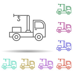 Crane vehicle in multi color style icon. Simple thin line, outline vector of consruction machinery icons for ui and ux, website or mobile application