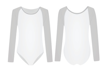 Grey and white  practice bodysuit. vector illustration