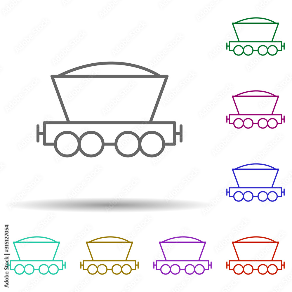 Poster coal mining in multi color style icon. simple thin line, outline vector of consruction machinery ico