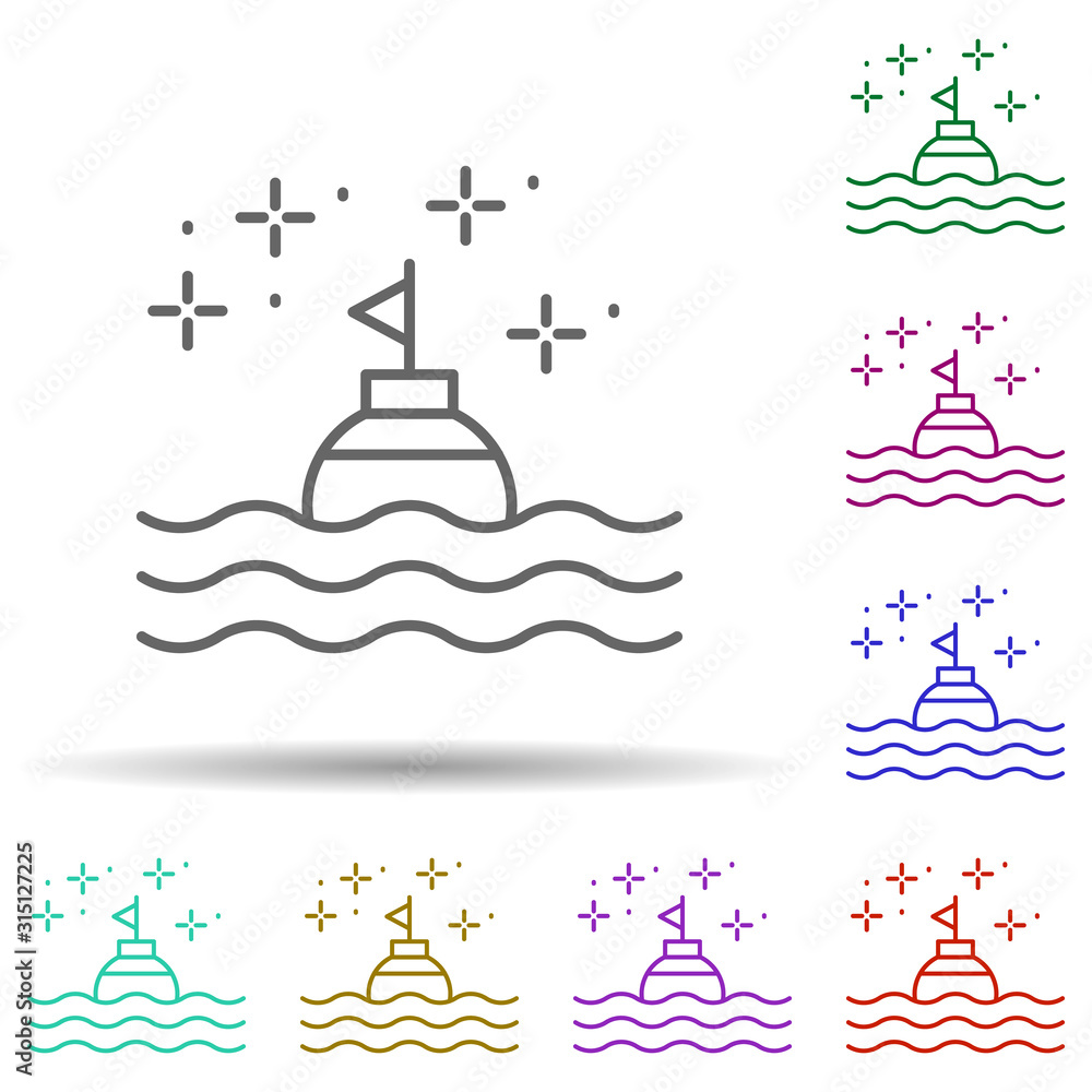 Poster diving buoy in multi color style icon. simple thin line, outline vector of diving icons for ui and u