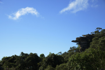 Fototapeta na wymiar Stone Hill and Blue Sky with White Clouds in Brazil