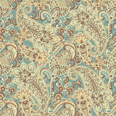 Materiał do szycia Paisley seamless floral pattern. Damask vintage background